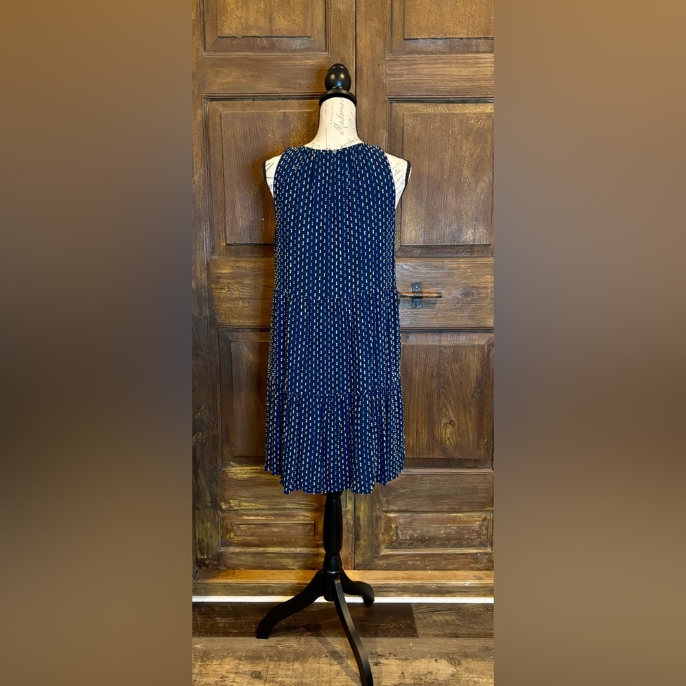 LOFT A-line Blue and White Midi Skirt